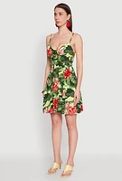 Womens Floral Camo Print Empire Waist Dress, Green, Size S