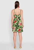 Womens Floral Camo Print Empire Waist Dress, Green, Size S