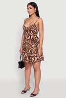 Womens Leopard Print Smocked Empire Waist Dress, Multi, Size XL