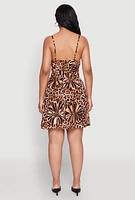 Womens Leopard Print Smocked Empire Waist Dress, Multi, Size XL
