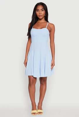 Womens Trendy Crepe Knit Padded Bustier Skater Dress,