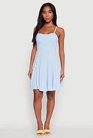 Womens Trendy Crepe Knit Padded Bustier Skater Dress,