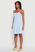 Womens Trendy Crepe Knit Padded Bustier Skater Dress,