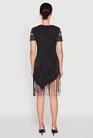 Womens Im Original Fringe Hem T Shirt Dress, Black, Size L
