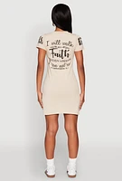Womens Sequin Walk By Faith Not By Sight T Shirt Dress, Beige, Size XL