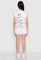Womens Faith Sequin Ruched T Shirt Dress, White,