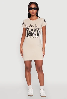 Womens Sequin Walk By Faith Graphic Dress, Beige, Size L