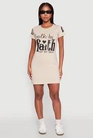 Womens Sequin Walk By Faith Graphic Dress, Beige, Size L