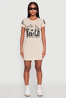Womens Sequin Walk By Faith Graphic Dress, Beige, Size L