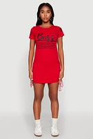 Womens Boss Graphic Ruched T Shirt Dress, Red, Size M