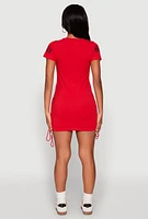 Womens Boss Graphic Ruched T Shirt Dress, Red, Size M