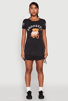 Womens Mineral Wash Brooklyn Bear T Shirt Dress, Black, Size L