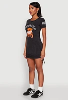 Womens Mineral Wash Brooklyn Bear T Shirt Dress, Black, Size L