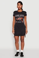 Womens Mineral Wash Classic Motors Graphic Print Dress, Black, Size L