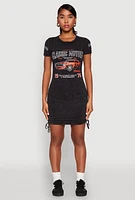 Womens Mineral Wash Classic Motors Graphic Print Dress, Black, Size L