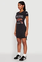 Womens Mineral Wash Classic Motors Graphic Print Dress, Black, Size L