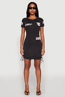 Womens Mineral Wash Los Angeles Graphic Print Dress, Grey, Size S