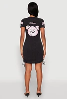 Womens Mineral Wash Los Angeles Graphic Print Dress, Grey, Size S