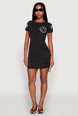 Womens Mineral Wash Good Things Are Coming T Shirt Dress, Grey, Size XL
