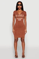 Womens Los Angeles California 1980 T Shirt Dress, Brown, Size M