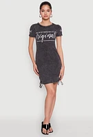 Womens Im Not Perfect But Im Original Ruched Dress, Black, Size XL