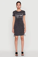 Womens Im Not Perfect But Im Original Ruched Dress, Black, Size XL