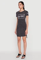 Womens Im Not Perfect But Im Original Ruched Dress, Black, Size XL
