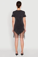 Womens Mineral Wash Im Not Perfect But Im Original Fringe Dress, Grey, Size XL