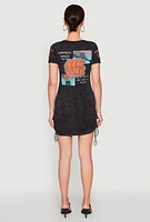 Womens Mineral Wash New York Concrete Jungle Graphic Dress, Black, Size S