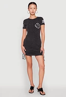 Womens Mineral Wash Good Things Are Coming Dress, Grey, Size L