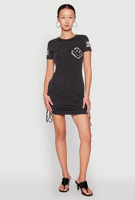 Womens Mineral Wash Good Things Are Coming Dress, Grey,