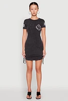 Womens Mineral Wash Good Things Are Coming Dress, Grey, Size L
