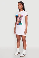 Womens Limited Edition Graphic T Shirt Dress, White, Size M