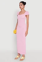 Womens Trendy Textured Knit Tie Back Cut Out Maxi Dress, Pink, Size M