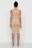 Womens Chic Sleeveless Scoop Neck Midi Tank Dress,