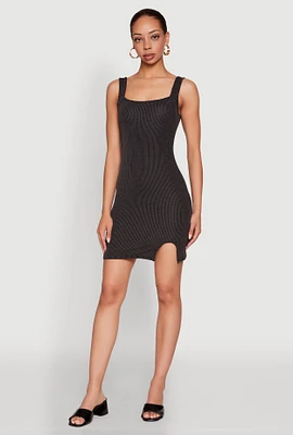 Womens Square Neck Rib Knit Tank Dress,