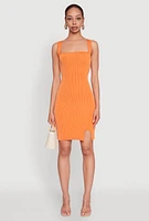 Womens Square Neck Rib Knit Tank Dress, XL