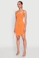 Womens Square Neck Rib Knit Tank Dress, XL