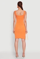 Womens Square Neck Rib Knit Tank Dress, XL
