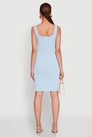 Womens Square Neck Rib Knit Tank Dress,