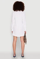 Womens Gauze Knit Shirt Dress, White, Size S