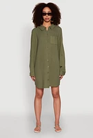 Womens Gauze Knit Shirt Dress,