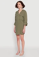 Womens Tabbed Sleeve Gauze Knit Dress,