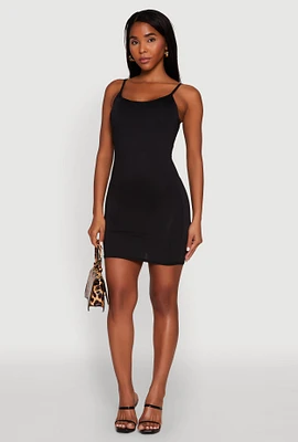 Womens Scoop Neck Mini Cami Dress, Black, Size S