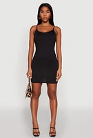 Womens Scoop Neck Mini Cami Dress, Black, Size S