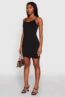 Womens Scoop Neck Mini Cami Dress, Black, Size S