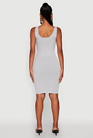 Womens Ribbed Knit Seamless Tank Dress, Grey, Size S-M