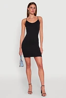 Womens Scoop Neck Cami Mini Dress, Black, Size L-XL