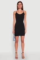 Womens Scoop Neck Cami Mini Dress, Black, Size L-XL
