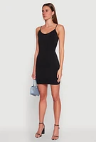 Womens Scoop Neck Cami Mini Dress, Black, Size L-XL